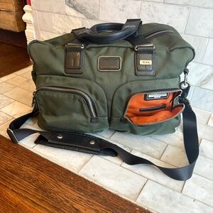 Tumi Green and Orange Messenger Bag with Durable Nylon